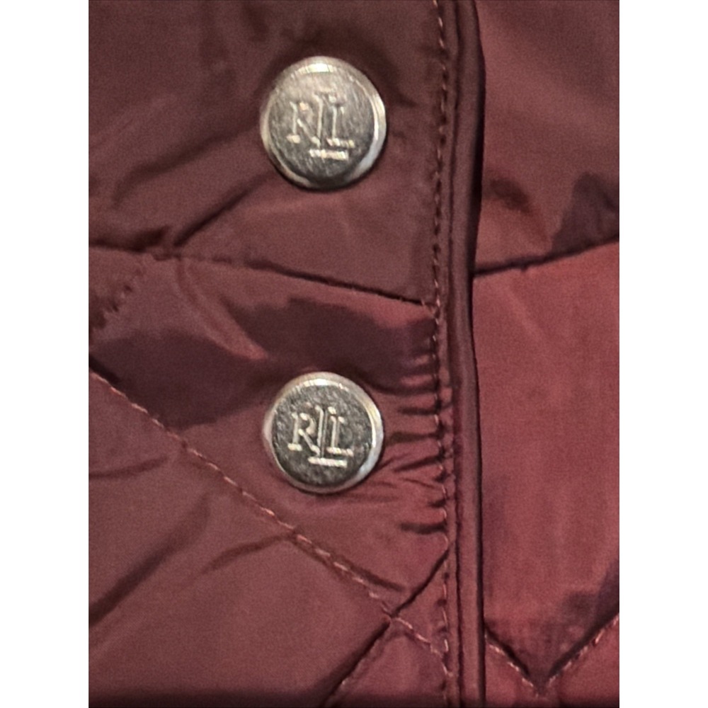 Ralph Lauren Quilted Vest Crest-Patch Logo Dark Garnet Women's Size XL NWT - Picture 7 of 9